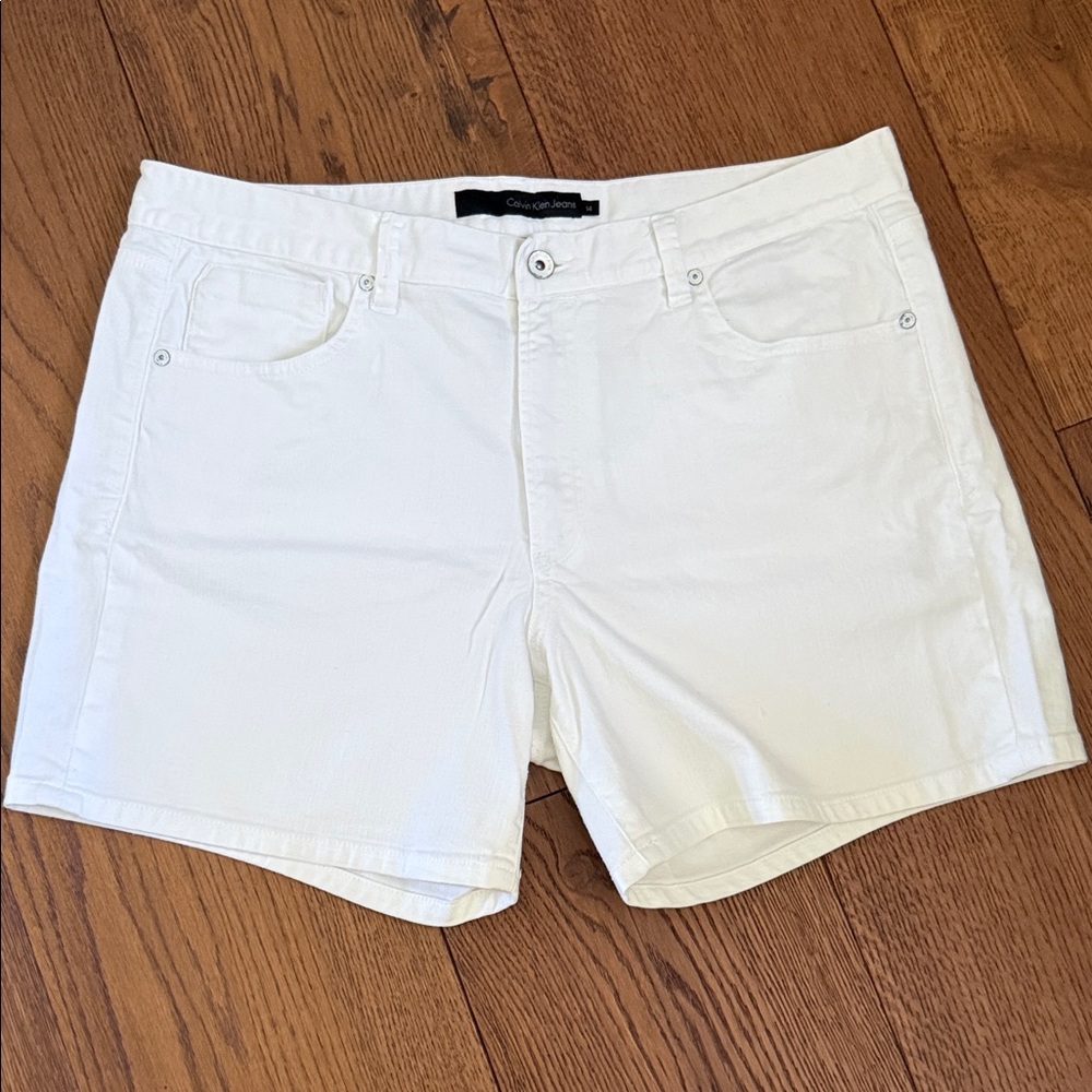 Calvin Klein White Women's Denim Shorts - Classic Five-Pocket
